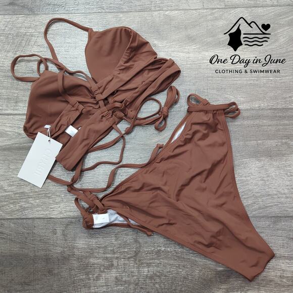 CHYRII Strappy Keyhooe Tie Side Bikini Swimsuit Size L - Picture 5 of 5